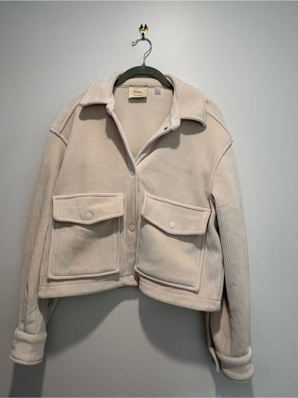 Tahari Cream Corduroy Utility Jacket